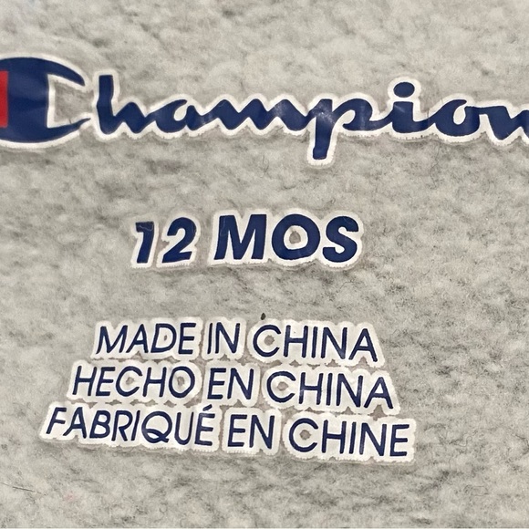 EUC Boy’s Gray Champion Lightweight Zip Hooded Pockets Football Jacket 12 Months - Picture 5 of 8